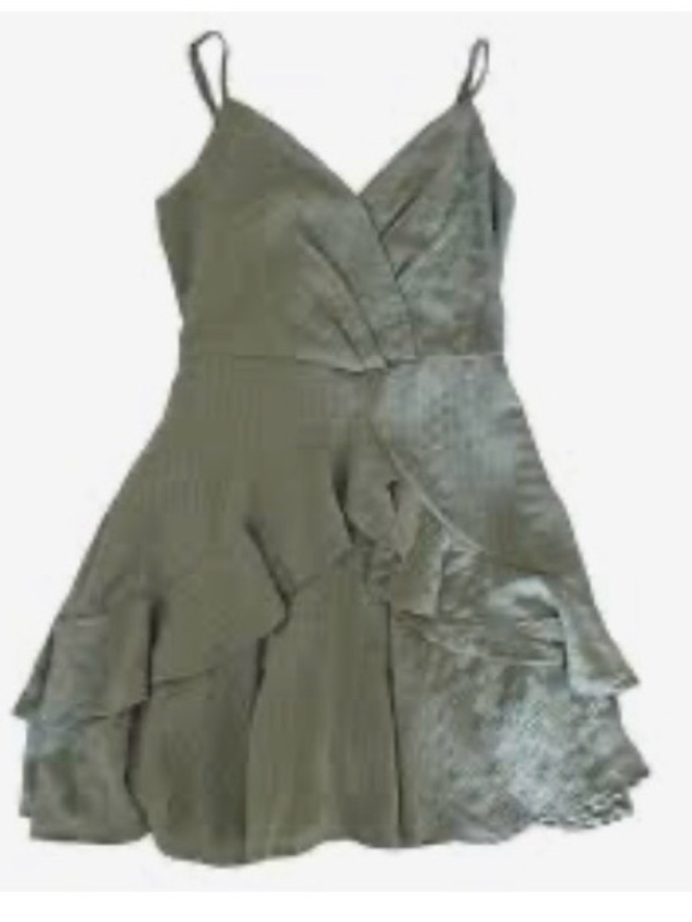 Altar'd State Olive Green Satin Ruffle Slip Dress